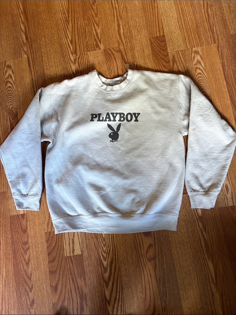 PLAYBOY Crewneck Sweatshirt in Light Gray with Black Logo